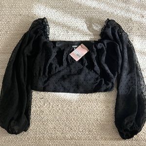 Black off the shoulder crop top